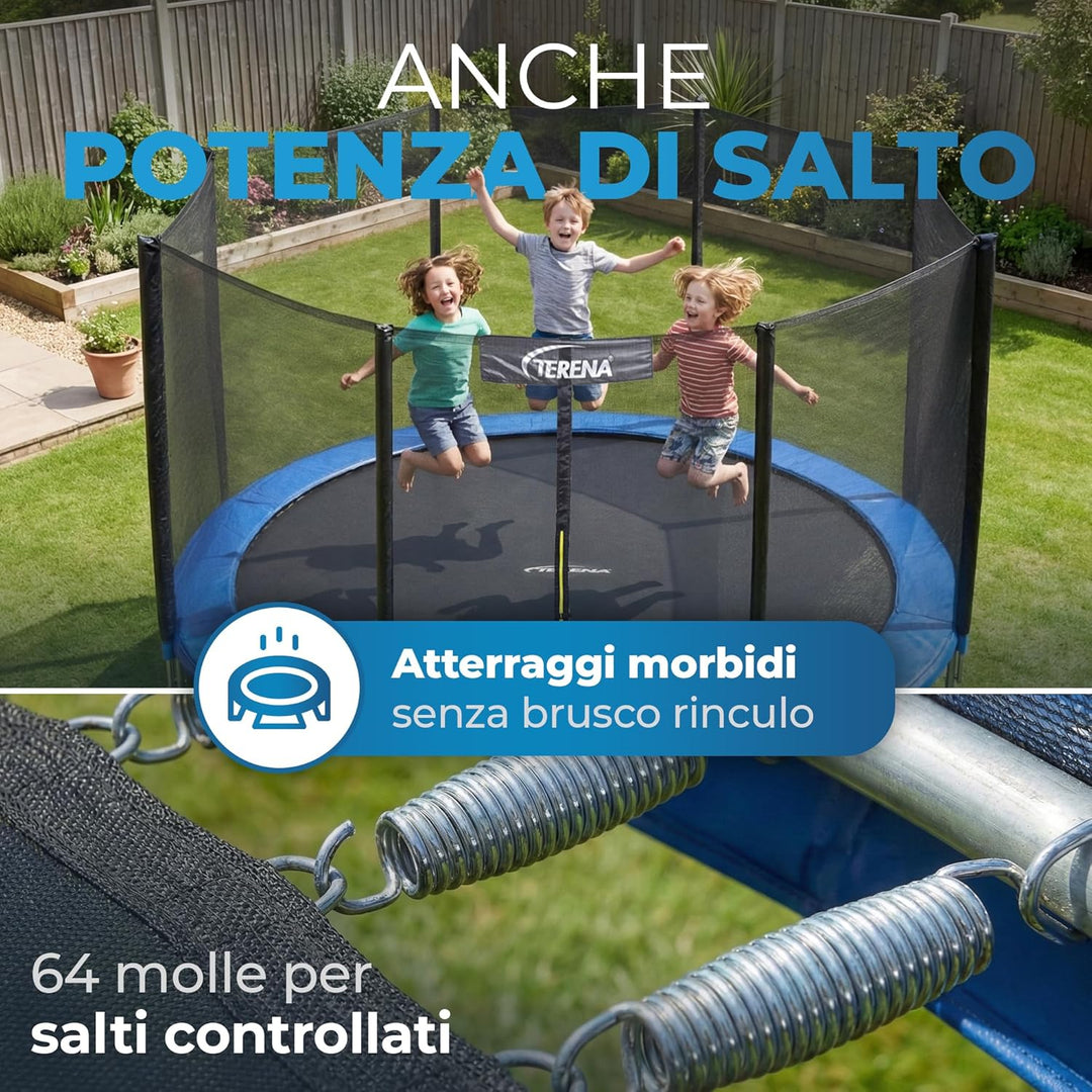 Terena Trampolin 305 cm mit Sicherheitsnetz Gartentrampolin (auch für Kinder)