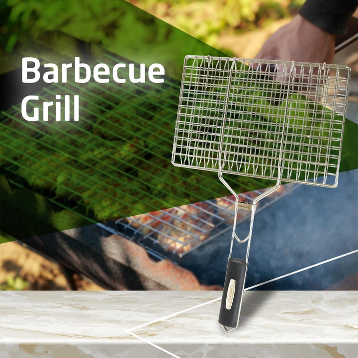 Amig – Grillrost für Barbecue – Doppelter Grillrost mit Sicherheitsverschluss und rutschfestem Griff
