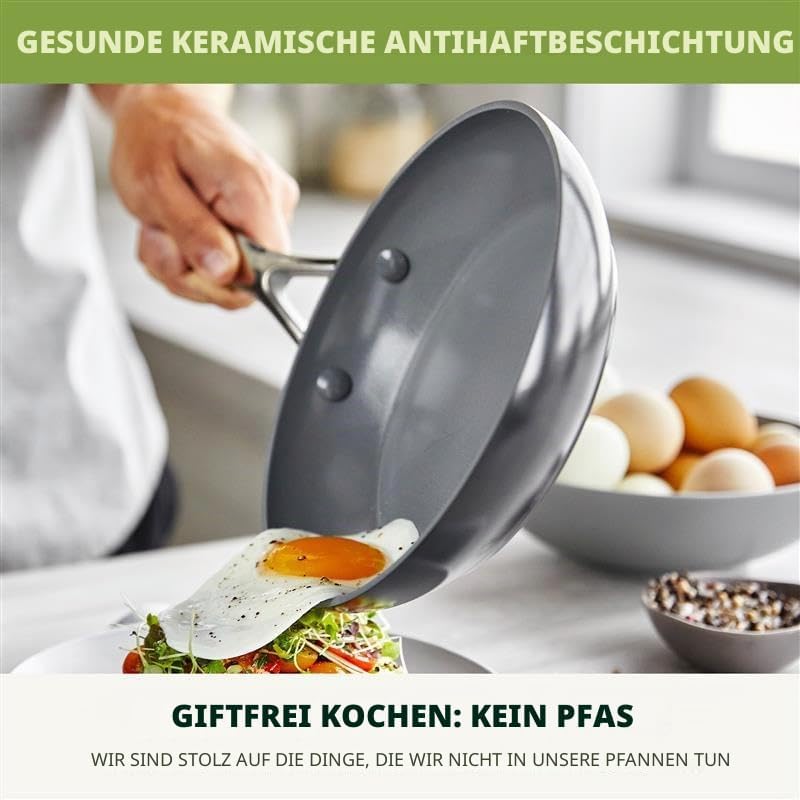 GreenPan Valencia Pro Harteloxierte Gesunde Keramik Antihaft 28 cm Bratpfanne, PFAS-frei, Edelstahl-