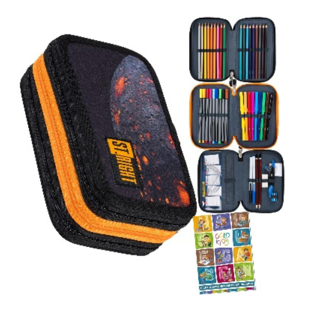 Goldkids - Federmäppchen 3 Fächer - Mäppchen für Mädchen und Jungen - Federmappe 3-Fach Federtasche