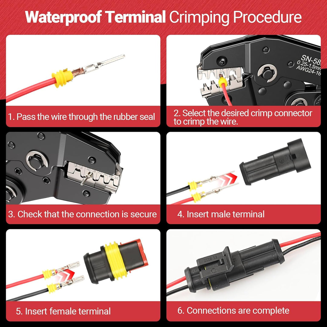 Crimpzange,0.25–1.5 mm² (AWG23–16) Crimpzangen, ideal für Steckverbinder von JST, DuPont, AMP, Deuts