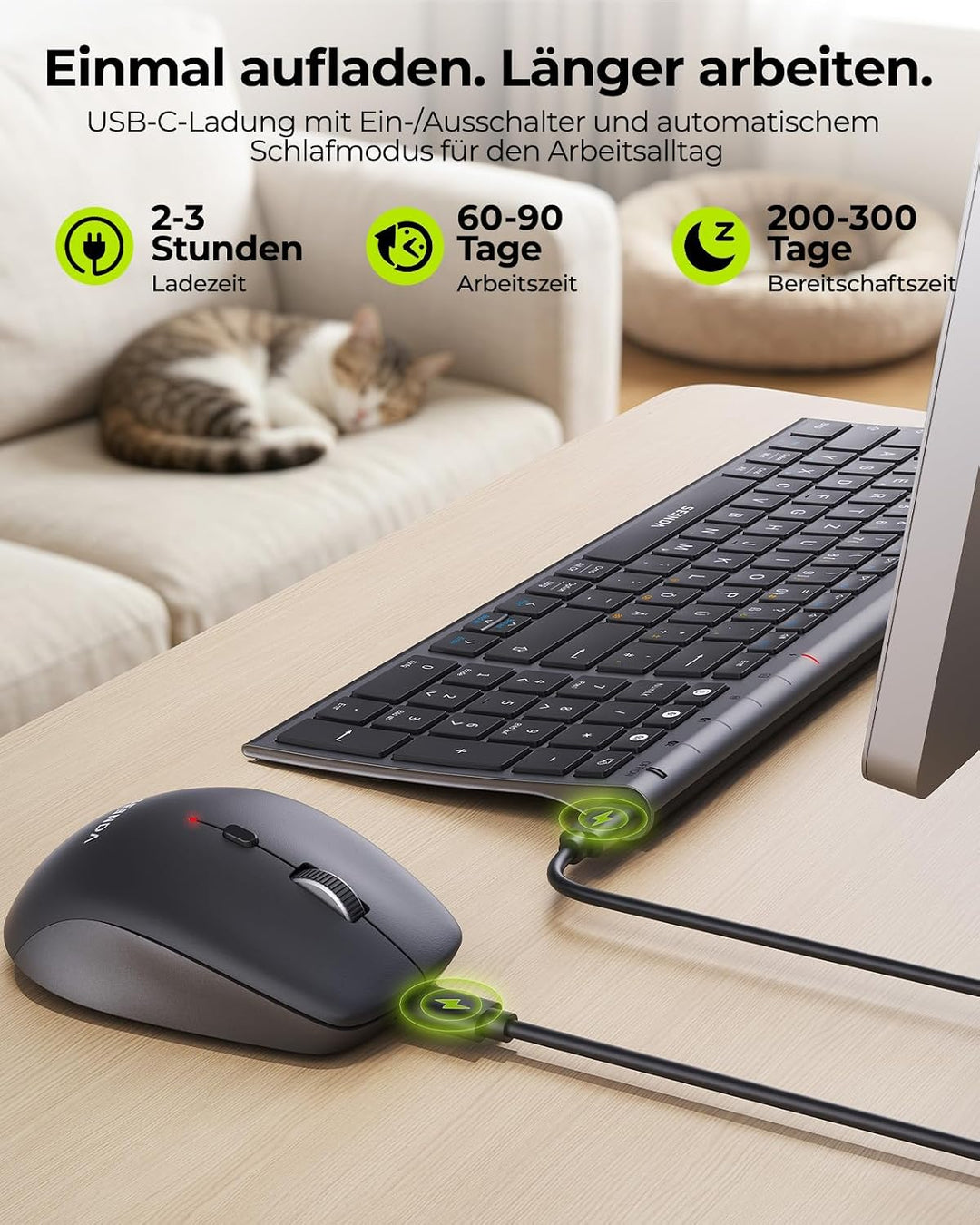 Bluetooth Tastatur mit Maus, SEENDA COE401 Kabelloses Tastatur Maus Set für Windows/Mac/iPad/Android