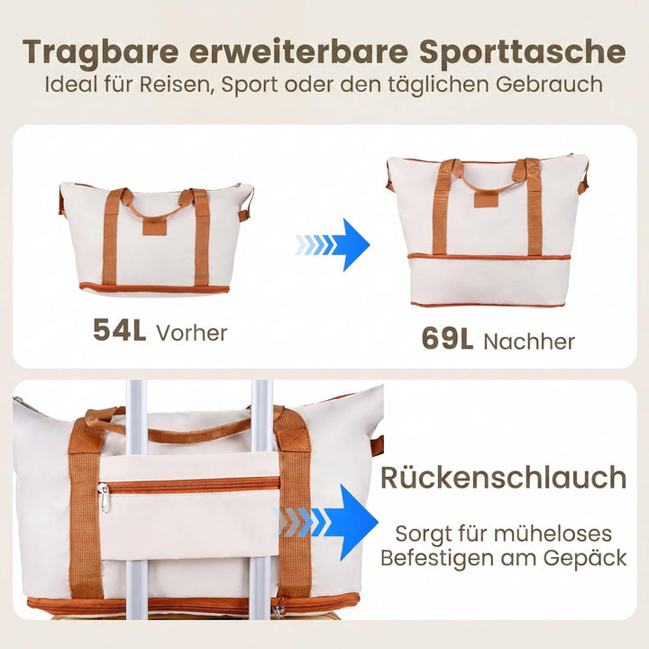 COSTWAY Kofferset 5 teilig Hartschale, Koffer Set mit1Reisetasche & 1 Kulturbeutel, Reisekoffer mit