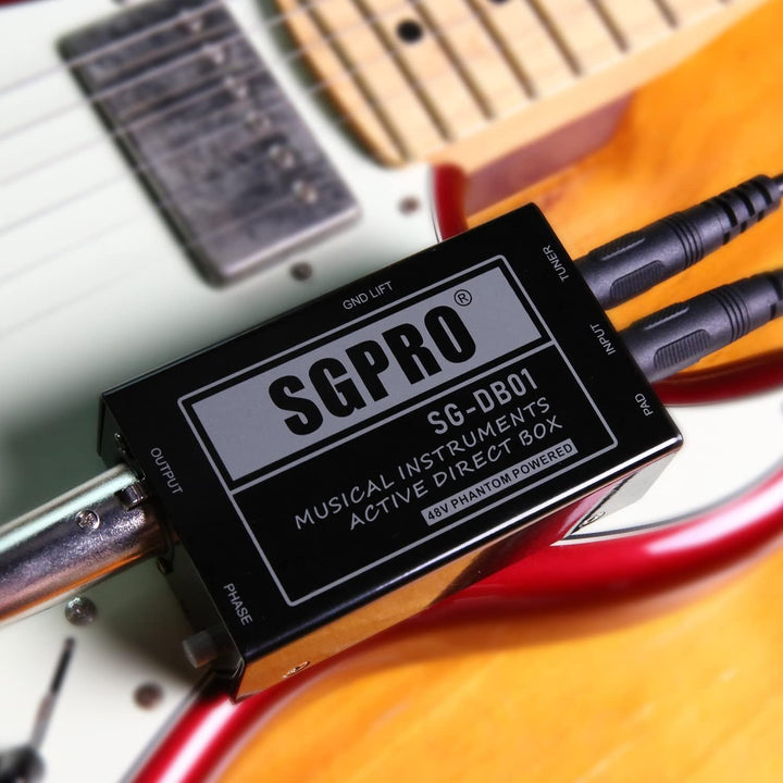 SGPRO Active Direct Box, DI-Box zur Aufnahme von Signalen für Musikinstrumente wie Gitarre und Bassg