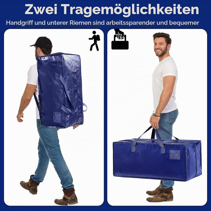 Dokeno 6 Stück 92L Aufbewahrungstasche, Grosse Umzugstaschen mit Rucksackgurten, Wasserdicht Aufbewa