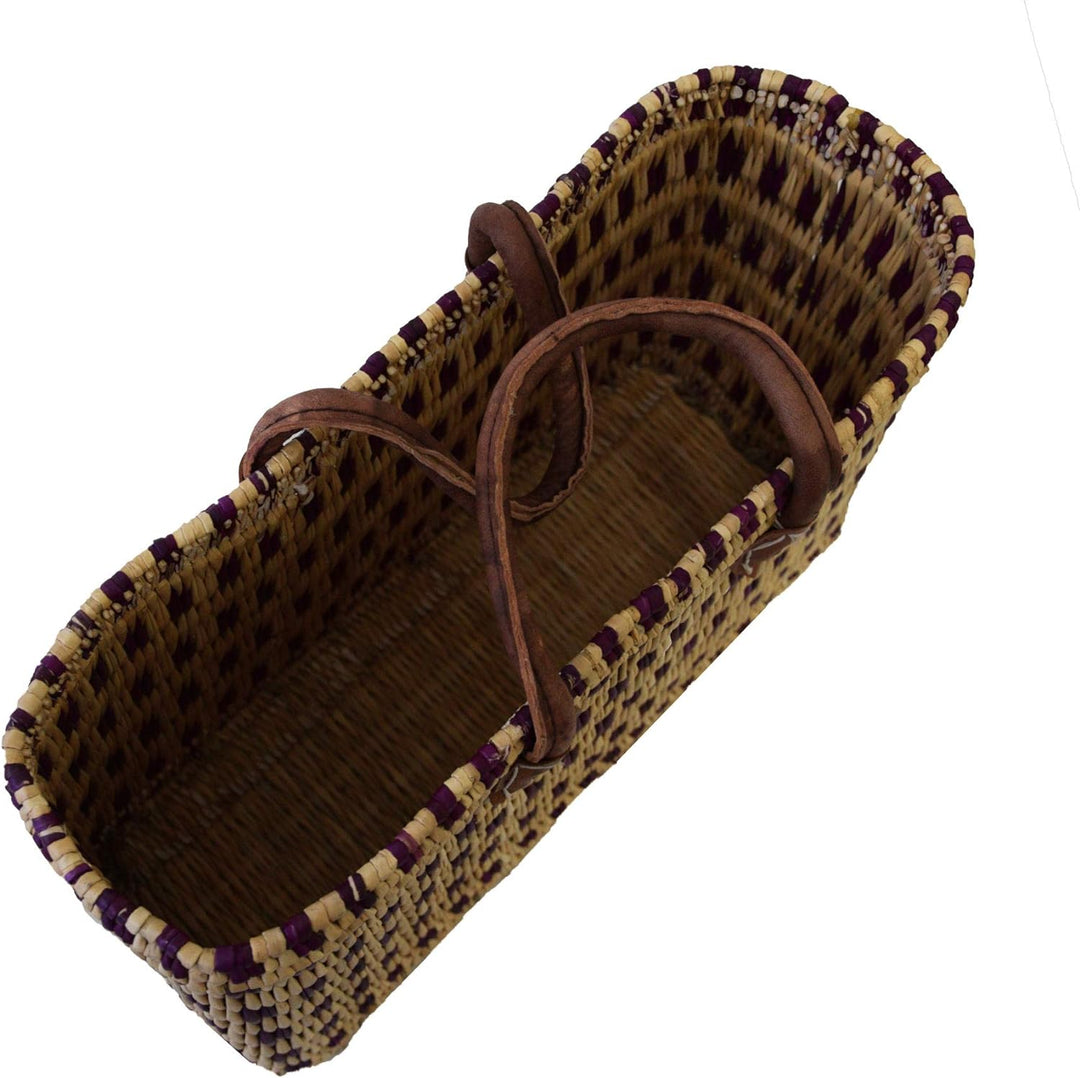 Simandra Einkaufskorb aus Seegras I geflochtene Tasche mit Ledergriff I gross mit kurzem Griff I Lil