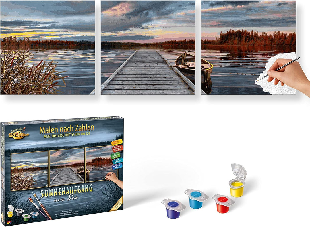 Schipper 609470754 Malen nach Zahlen, Sonnenaufgang am See - Bilder malen für Erwachsene, inklusive