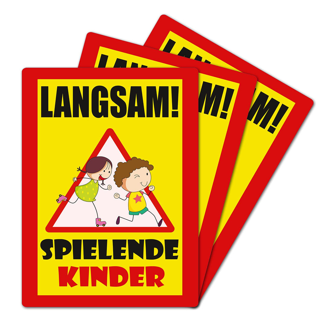3 Stück XXL Langsam ! spielende KINDER Schild 30 x 40 cm aus stabiler PVC Hartschaumplatte 5mm mit U