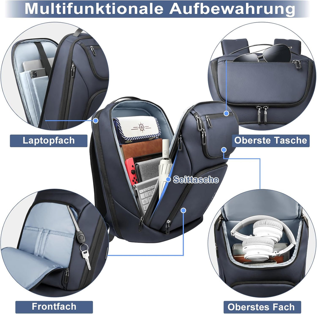 Rucksack Herren Gross 30L Laptop Rucksack 17,3 zoll Business Rucksack Wasserdicht Reiserucksack mit