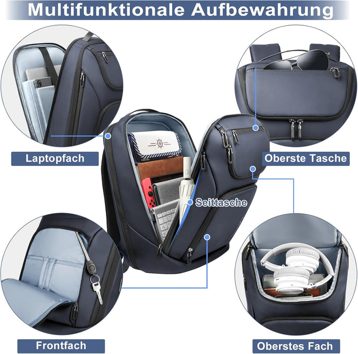 Rucksack Herren Gross 30L Laptop Rucksack 17,3 zoll Business Rucksack Wasserdicht Reiserucksack mit