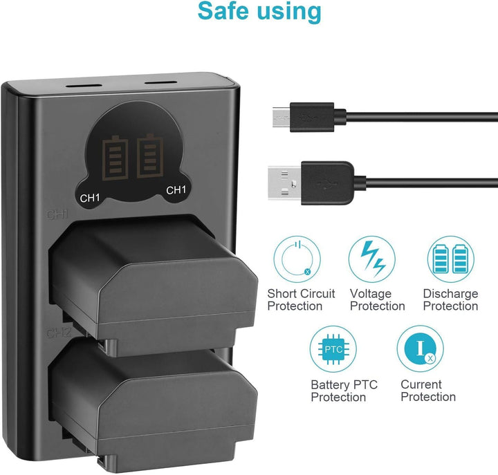 NEEWER NP-FZ100 2280mAh Ersatzakku und Ladegerät mit LCD Bildschirm, 2 Packungen, kompatibel mit Son