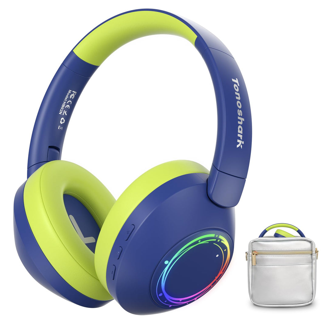 Noise Cancelling Kopfhörer Kinder, Kinderkopfhörer Bluetooth, Bunte RGB LED Leuchte, 60h Spielzeit,