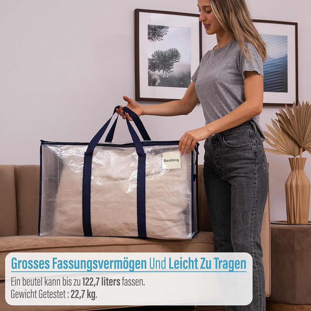 VENO 2-er Pack extra grosse Reisetaschen mit Reissverschlüssen, strapazierfähig, Umzugsbox-Alternati
