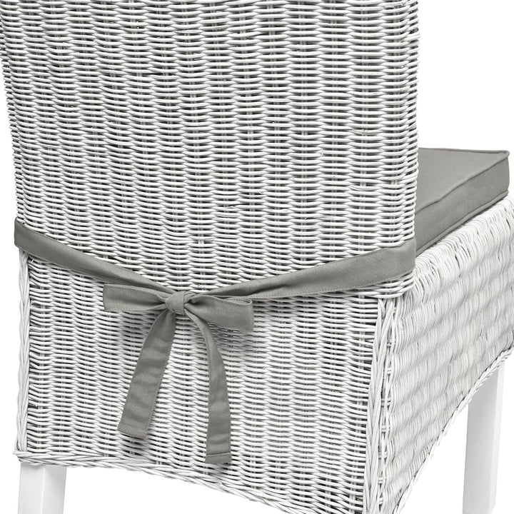 Beautissu Loft SK Stuhlkissen 45x40 cm Hellgrau - 6er Set Stuhlpolster mit Bändern Sitzkissen für St