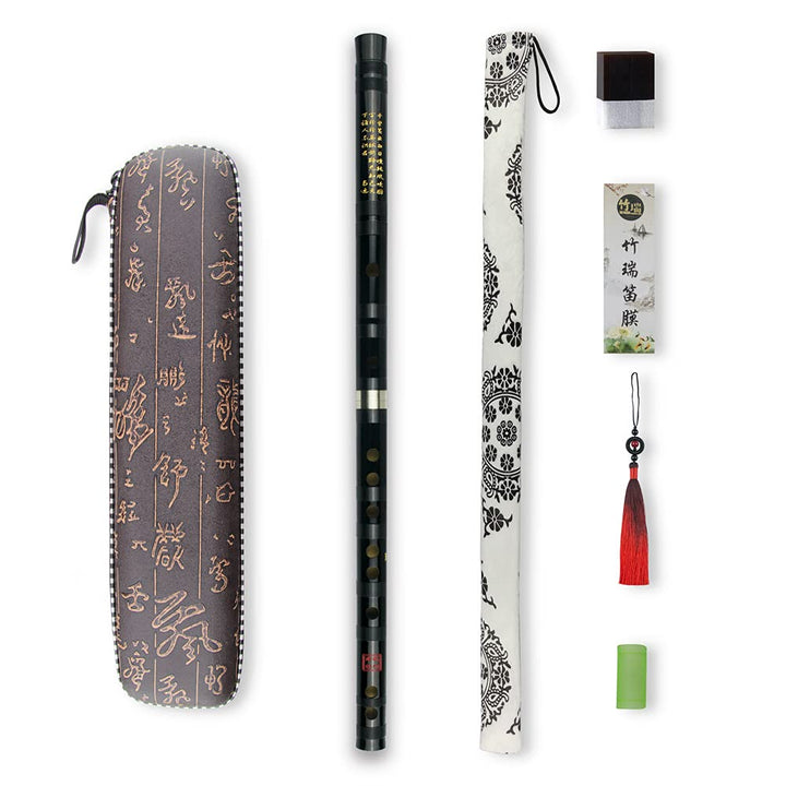 D Key Dizi Black Bitter Bamboo Flöte Chen Qing Flöte mit gratis Membran & Kleber & Protektor Set Tra