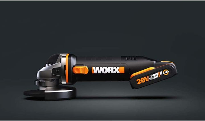WORX WX800 Li-Ion Akku-Winkelschleifer 20V – Kompakter Schleifer mit schmalem Körper, Zusatzhandgrif