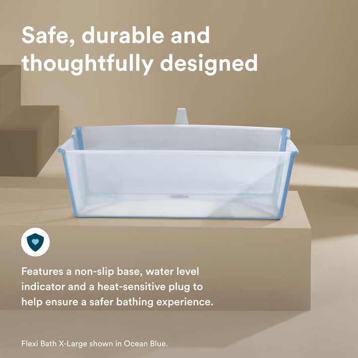 Stokke Flexi Bath X-Large, Ocean Blue - Geräumige faltbare Babybadewanne - Leichte Konstruktion & ei