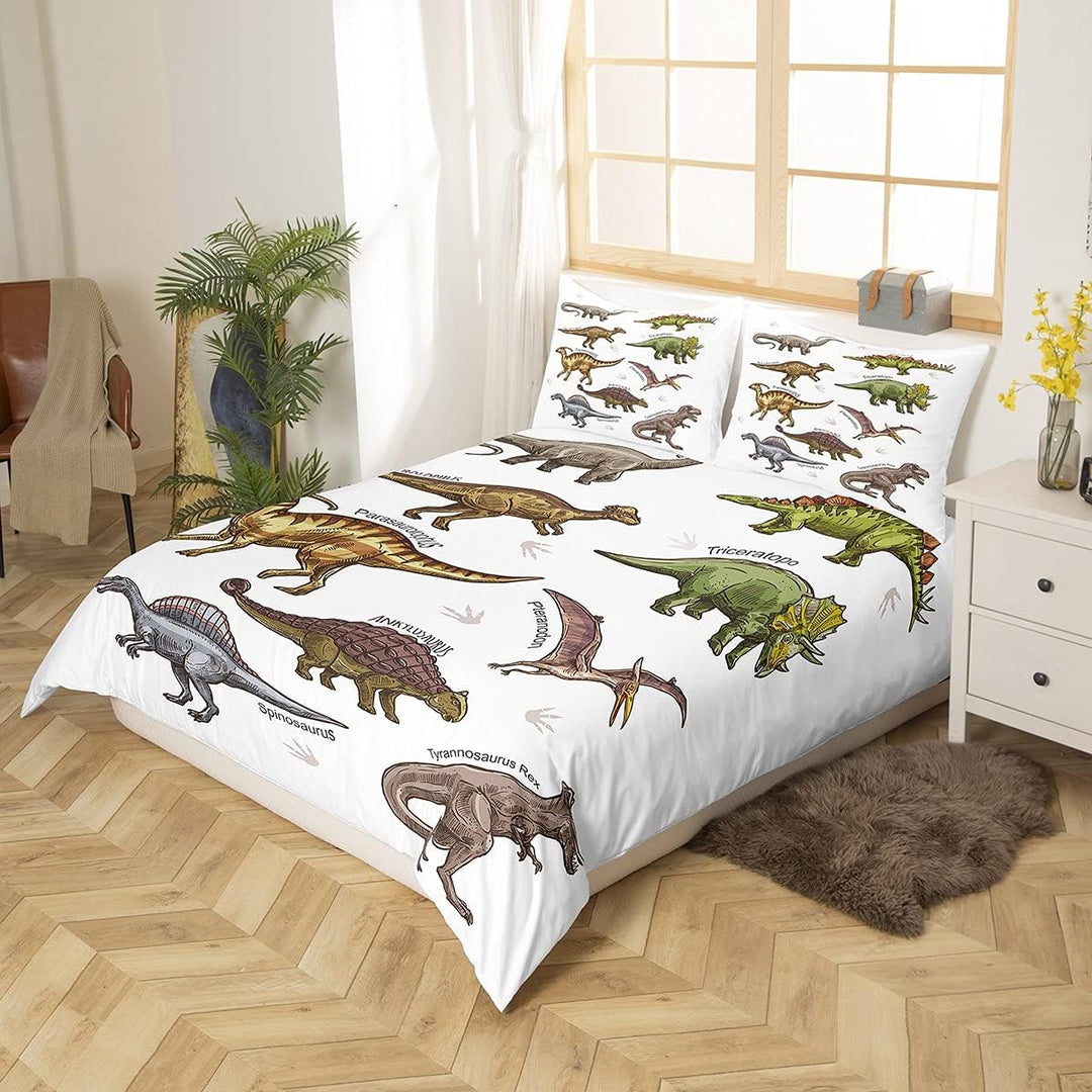 Dinosaurier Bettwäsche Set Kinder Niedlichen Cartoon Dino Bettbezug Für Jungen Mädchen Teens Dschung