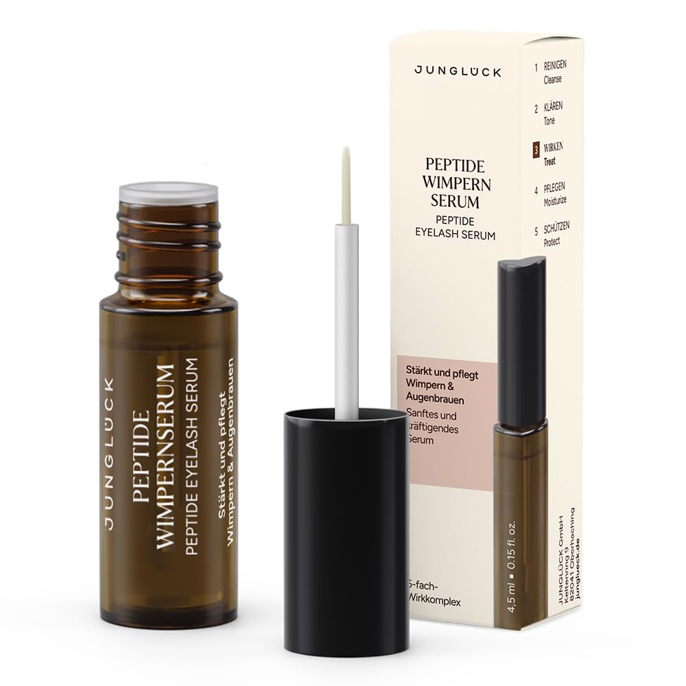 JUNGLÜCK Peptide Wimpernserum Ohne Hormone - Vegan | Für lange und dichte Wimpern und schöne Augenbr