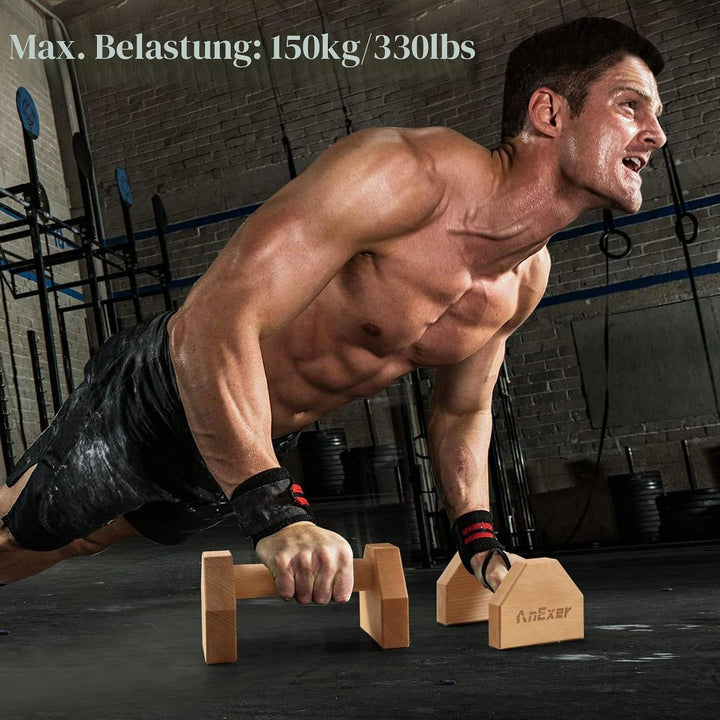 Wooden Push-Up Handles, Parallettes für Calisthenics, Rutschfeste Push-up bars Joint-Friendly Push-U