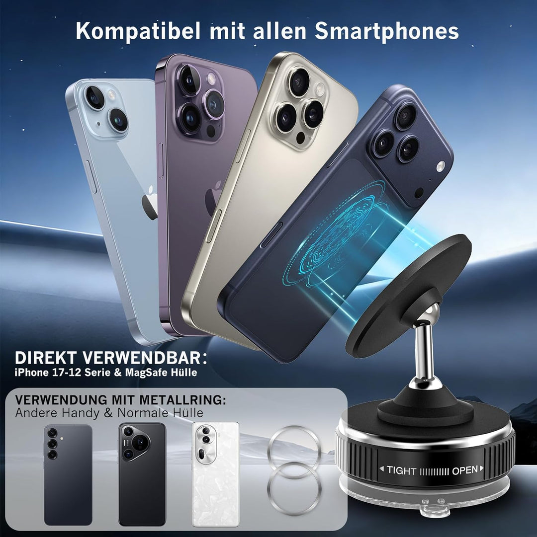 HOAMZ Vakuum Magnetischer Handyhalterung Auto für Magsafe Autohalterung, 20KG Vakuum, 20*N52 Starker