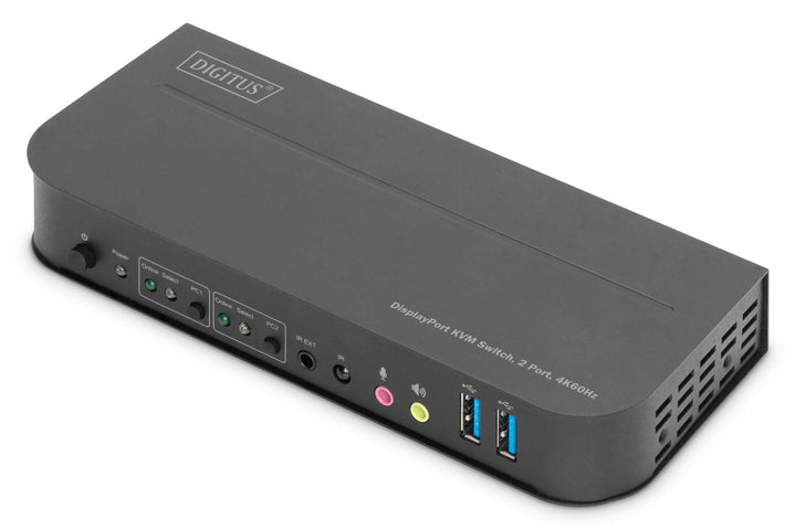 DIGITUS KVM-Switch DisplayPort – 2-Port Single-Display – 2 PC 1 Monitor – 1x Maus, Tastatur & Audio