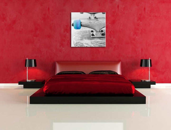 Pixxprint Skateboard schwarz weiss als Leinwandbild/Grösse: 70x70 cm/Wandbild/Kunstdruck/fertig besp