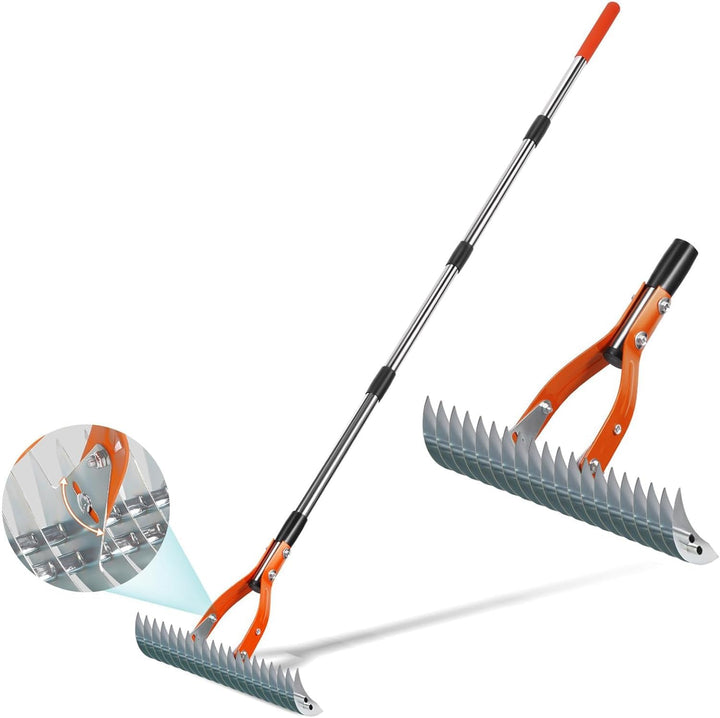 Gartenrechen Vertikutier-Rechen für den Rasen, mit Verstellbarem Stiel, Robuster Rasenrechen Rasenpf