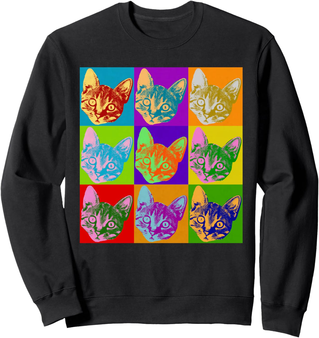 Katze Pop Art Retro Kitty Kätzchen Lustig Niedlich Grafik Kunst Haustier Sweatshirt