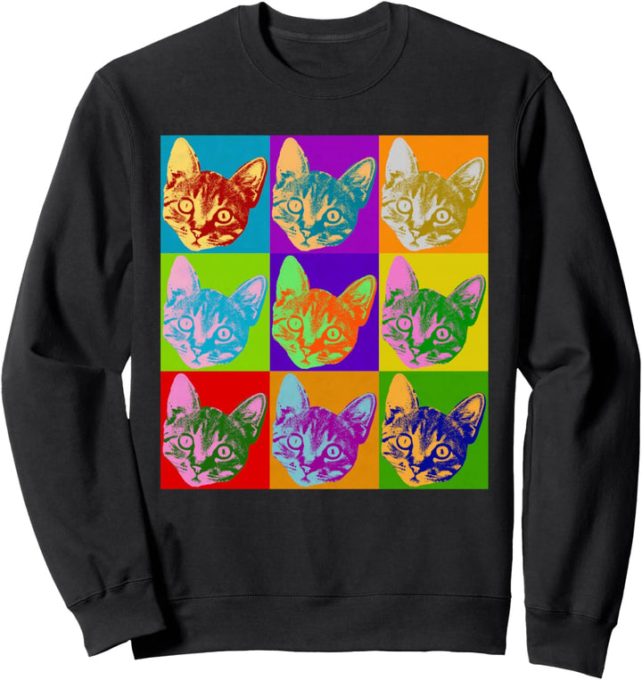 Katze Pop Art Retro Kitty Kätzchen Lustig Niedlich Grafik Kunst Haustier Sweatshirt