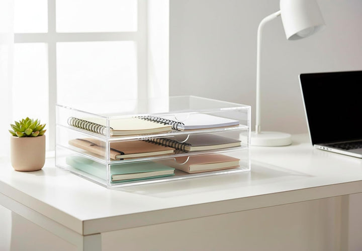 OSCO A3TSL Magazin mit 3 Schubladen aus klarem Acryl im Querformat farblos Single, Single