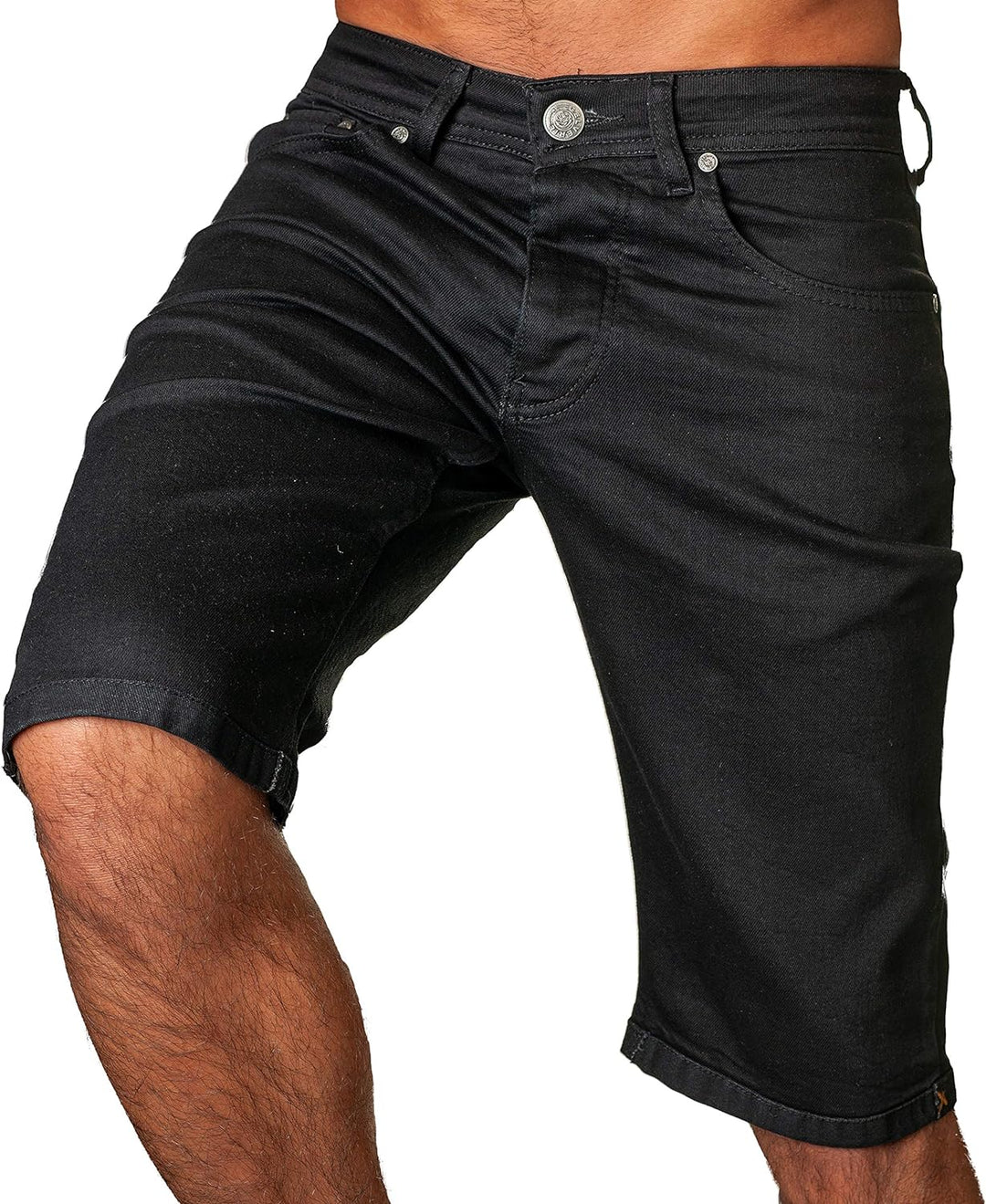 Gelverie Herren Shorts Slim Fit Bermuda Jeansshorts W36 Black Denim