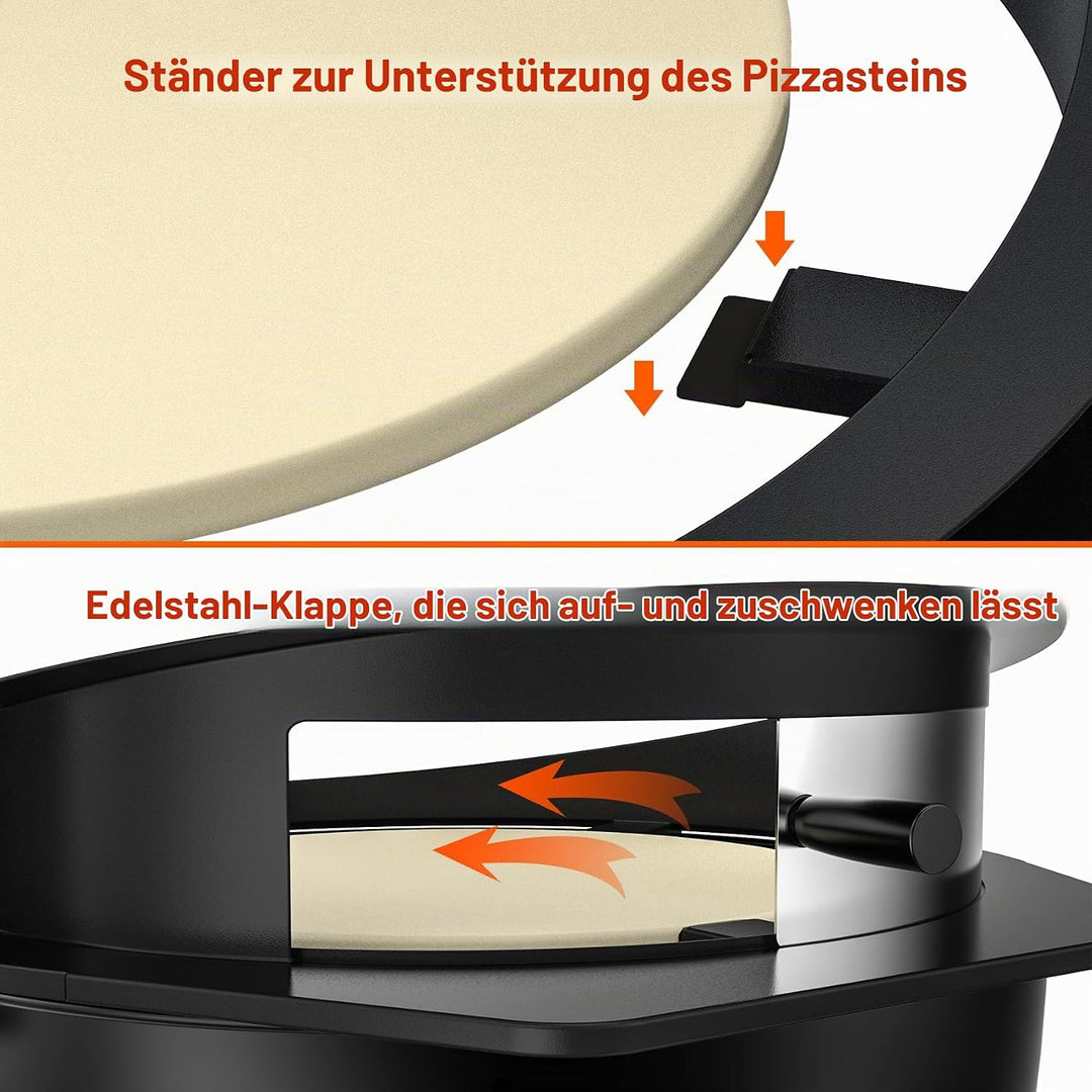 onlyfire PizzaRing Rotisserie Set für Weber 57 cm Kettle Holzkohlegrill, Grillspiess Set Drehspiess