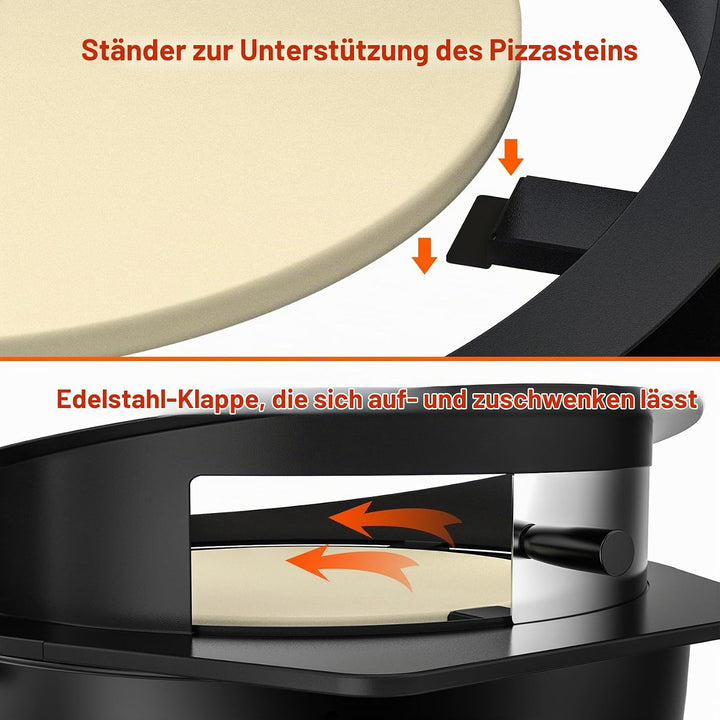 onlyfire PizzaRing Rotisserie Set für Weber 57 cm Kettle Holzkohlegrill, Grillspiess Set Drehspiess