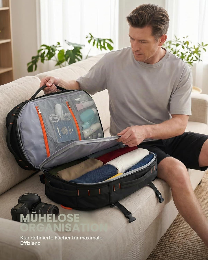 Tolaccea Reiserucksack, Handgepäck Rucksack Flugzeug, TSA-Freundlicher Laptop Rucksack 15,6 Zoll, Er