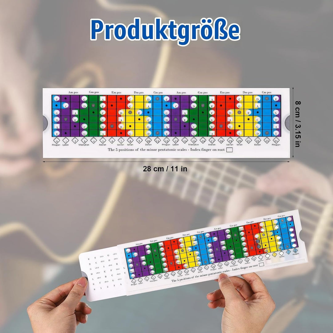 Gitarrenskalen Schiebelineal, 28x8cm Gitarren Akkord Skalendiagramm Pentatonik Schiebelineal Guitar