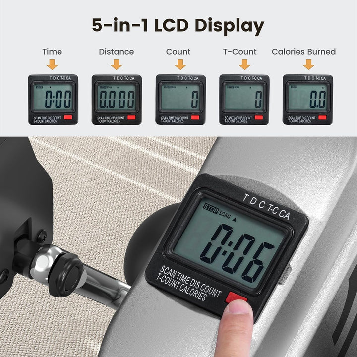 Sportneer Pedaltrainer für Senioren,Mini Heimtrainer mit LCD-Display, Fitnessgeräte für Zuhause – Ti