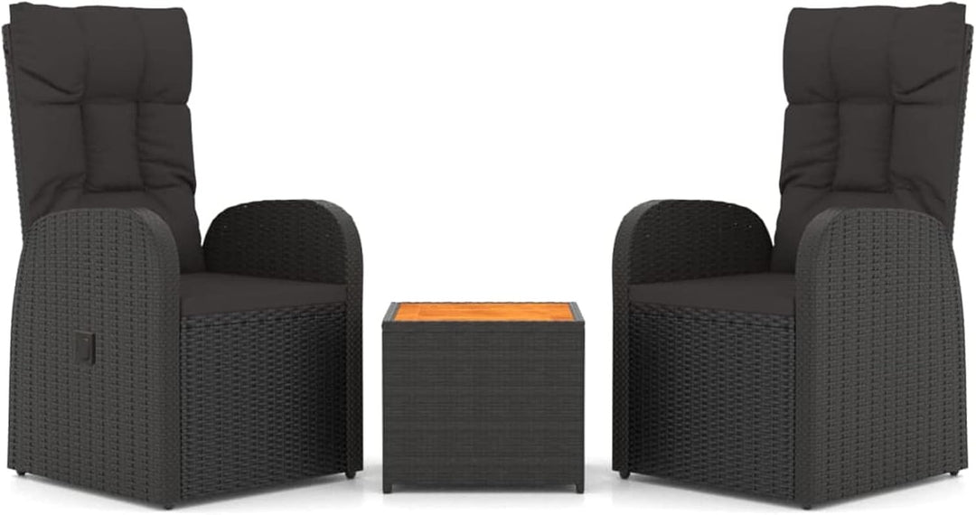 Yolola Rattanmöbel mit 2X Sessel mit Liegefunktion ausgestattet und Beistelltisch, Polyrattan Garten