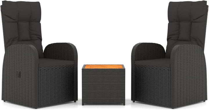 Yolola Rattanmöbel mit 2X Sessel mit Liegefunktion ausgestattet und Beistelltisch, Polyrattan Garten