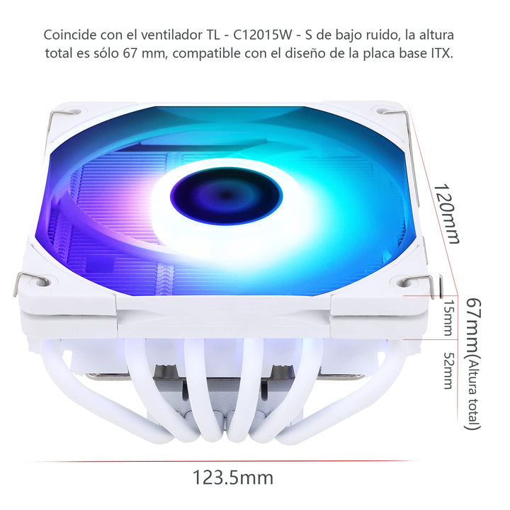 Thermalright AXP120-X67 WHITE ARGB Low-Profile-CPU-Luftkühler mit recht 120-mm-TL-C12015W-S PWM-Lüft