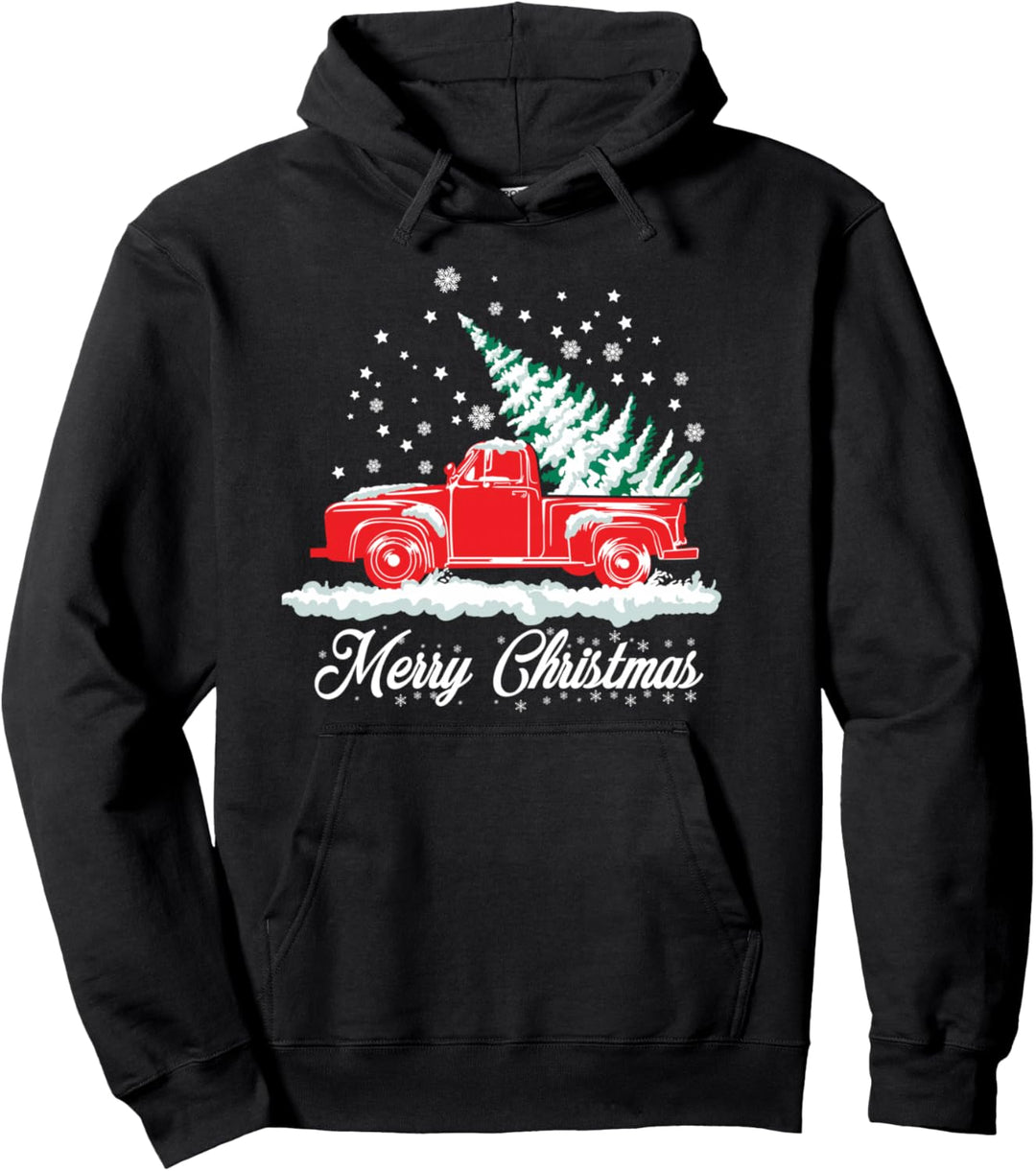 Christmas Classic Old Red Truck Classic XMAS Tree Pullover Hoodie