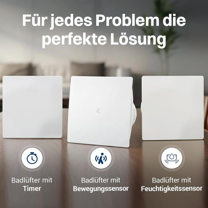 Intratec PUROVENT PRO Badlüfter mit Zeitschaltuhr – IPX4 Lüfter 100mm 98m³/h 37dB 230V Bad Badezimme