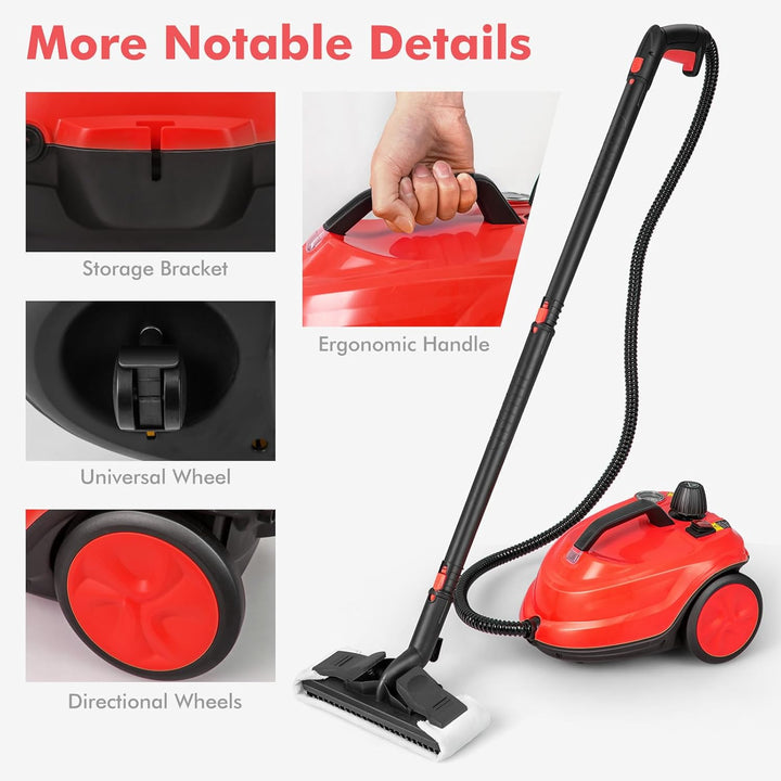 FANTASK Dampfreiniger 2000W, Steam Cleaner inkl. 13 Zubehör & 5m lange Netzkabel, Dampfdruck: max. 5