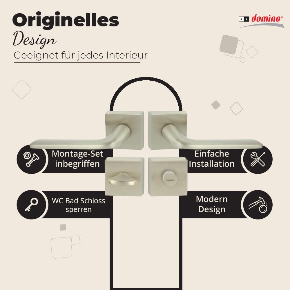domino Türgriff VITTORIA-QR M9 WC-Bad Drückergarnitur für Zimmertüren Türdrücker-Set Rosetten-Garnit