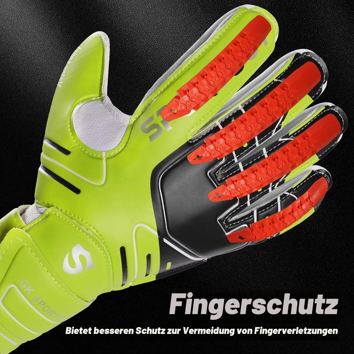Jugendliche und Erwach,Kinder sener Torwarthandschuhe mit Fingersave，Rutschfes，Gewährung von Starken