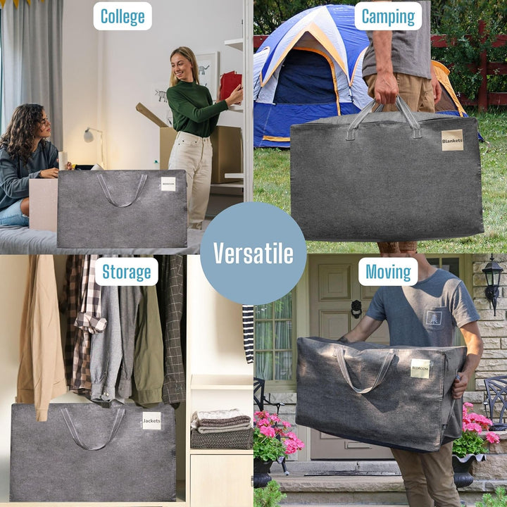 VENO 6er-Pack strapazierfähige grosse Aufbewahrungstasche mit Reissverschlüssen und Etikettentasche