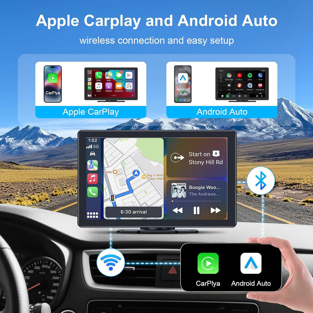 9 Zoll CarPlay Display für Autos - Kompatibel mit Apple CarPlay & Android Auto, Bluetooth 5.3,1080P