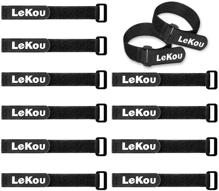 Lekou Klett Kabelbinder 12 Stück 2x20cm Klettband, Kabelbinder Wiederverschliessbar, Nylon Klettvers
