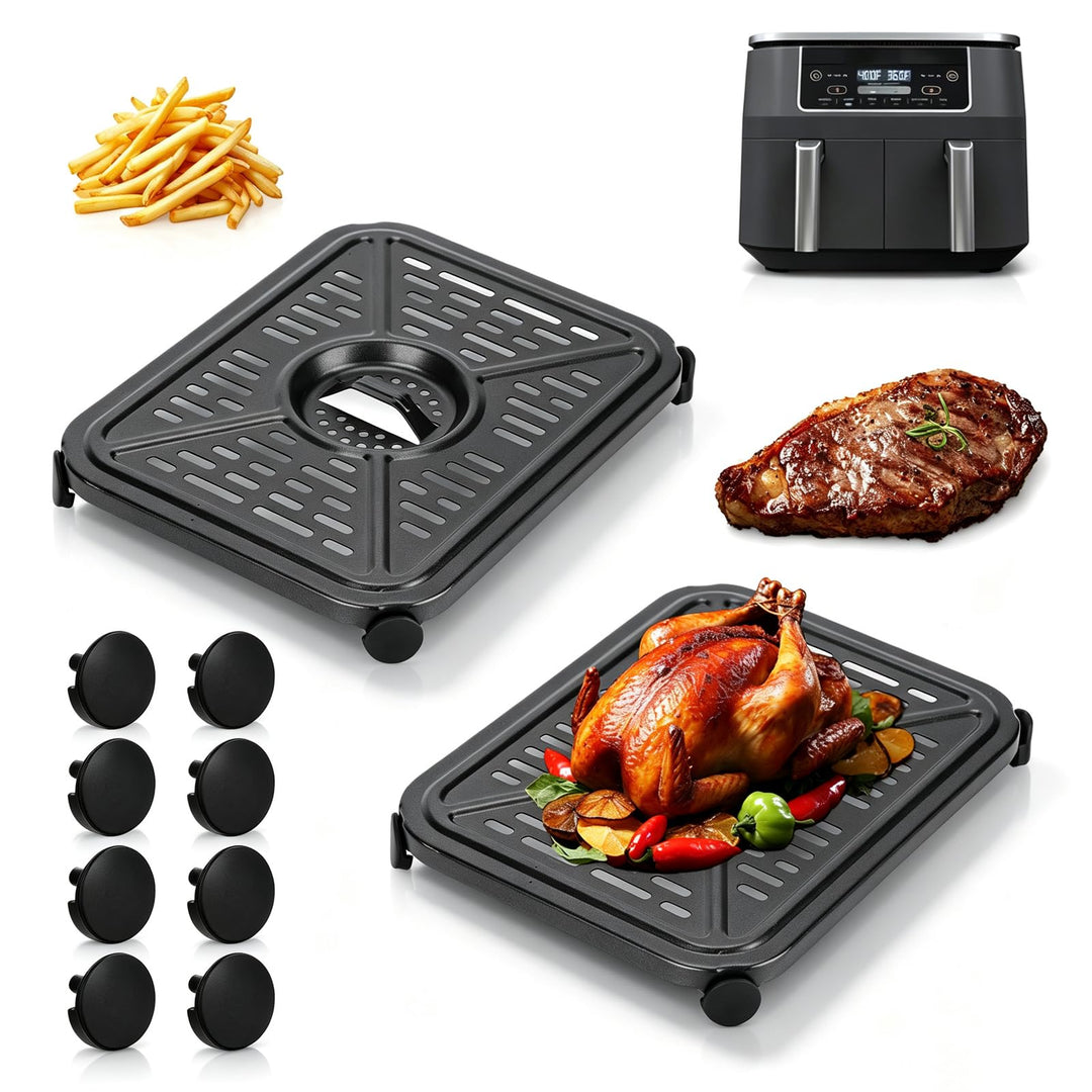 Air Fryer Grill Plate for Ninja Foodi DualZone Heissluftfritteuse 6 in 1 AF400EU DZ401 9.5L, 2 Piece