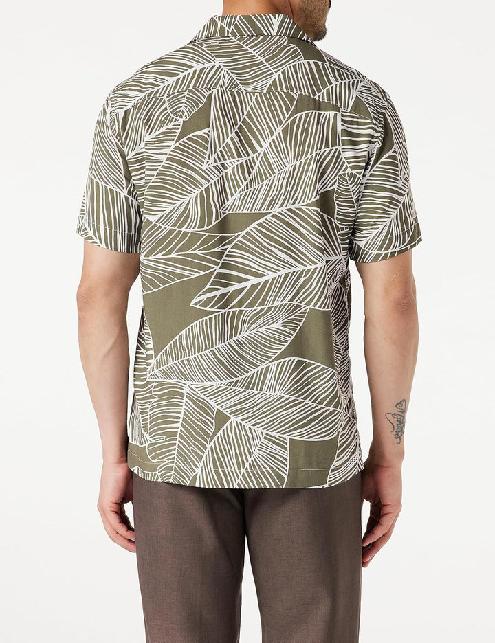 United Colors of Benetton Herren Hemd XS Militärgrün mit Muster 76 G, XS Militärgrün mit Muster 76 G